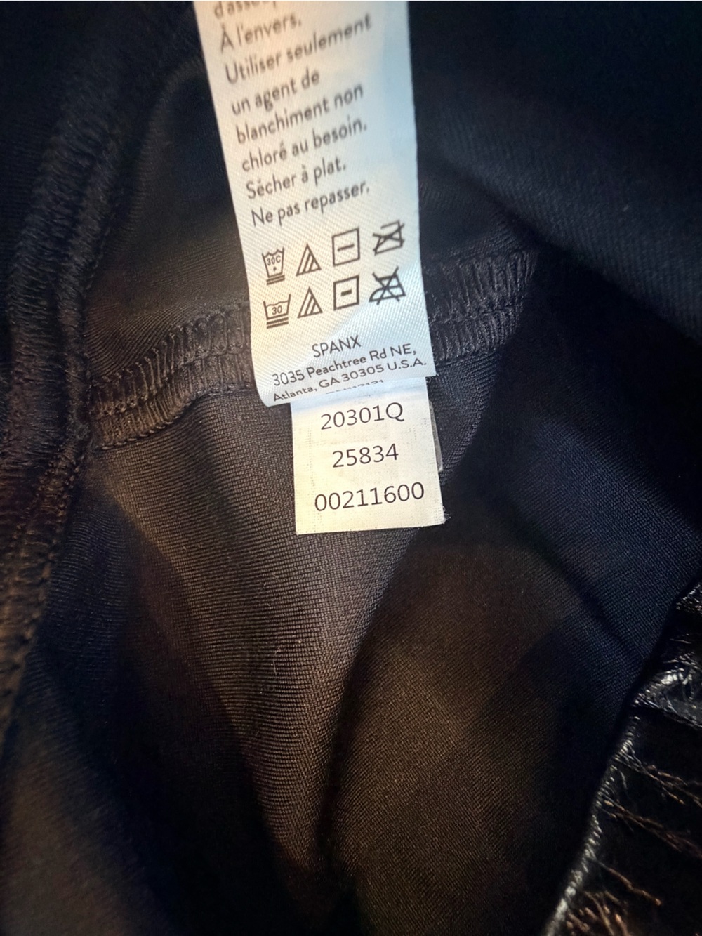 SPANX Black Faux Leather Leggings XS Petite High Rise Shaping XSP - Picture 9 of 10